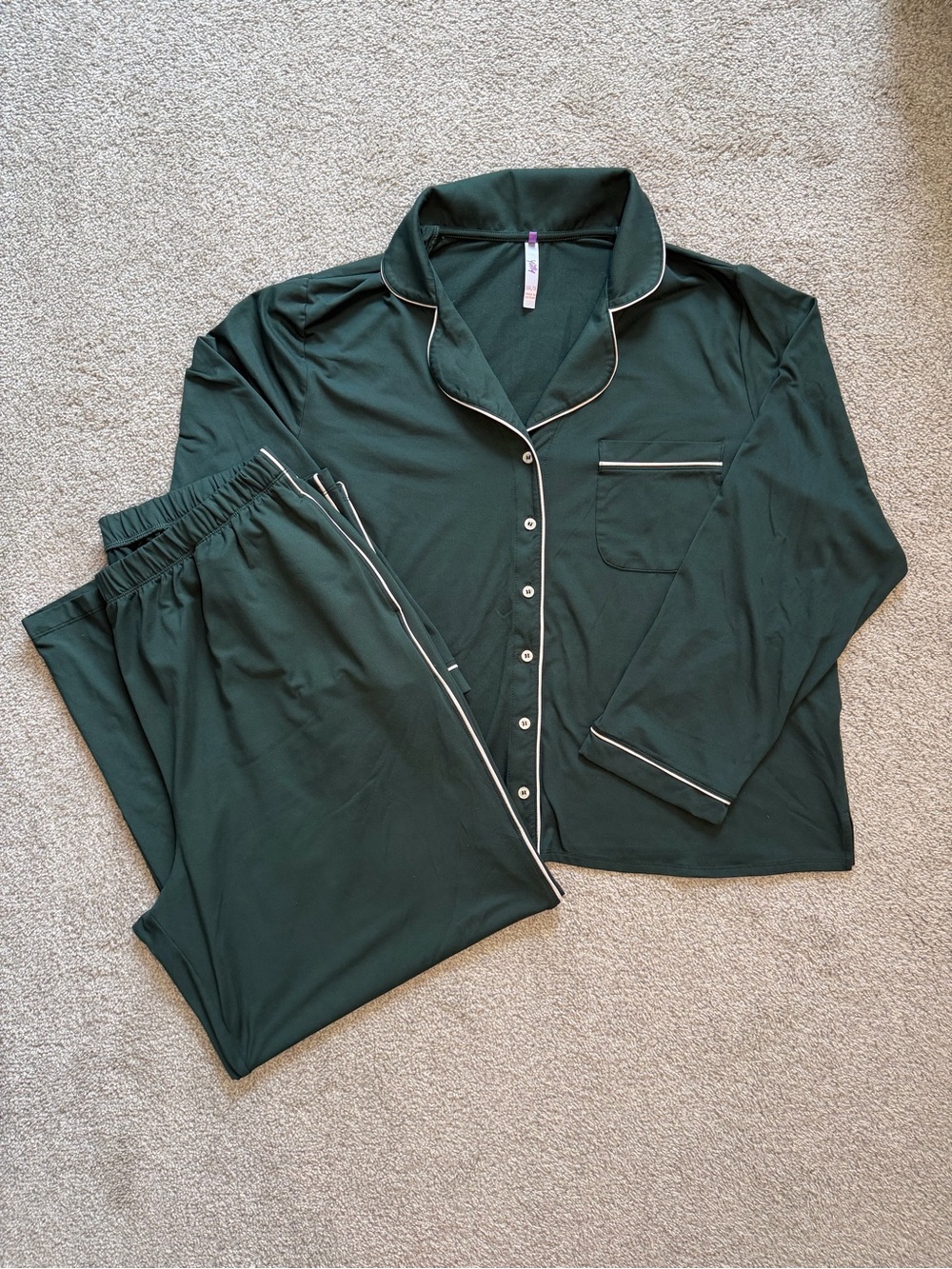 Fabletics Dark Green Cloud Jersey Pajama Set